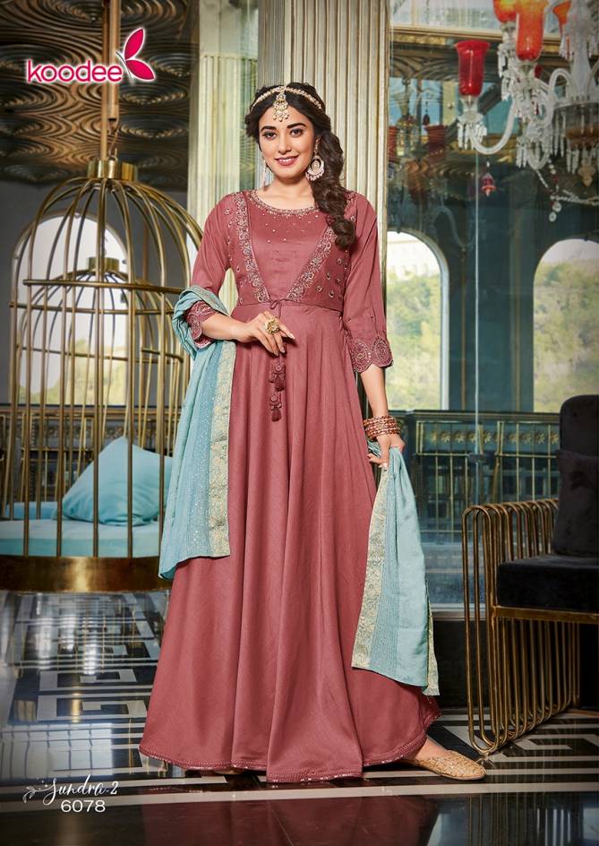 Koodee Sundra 2 Wedding Wear Wholesale Long Gown With Dupatta Collection